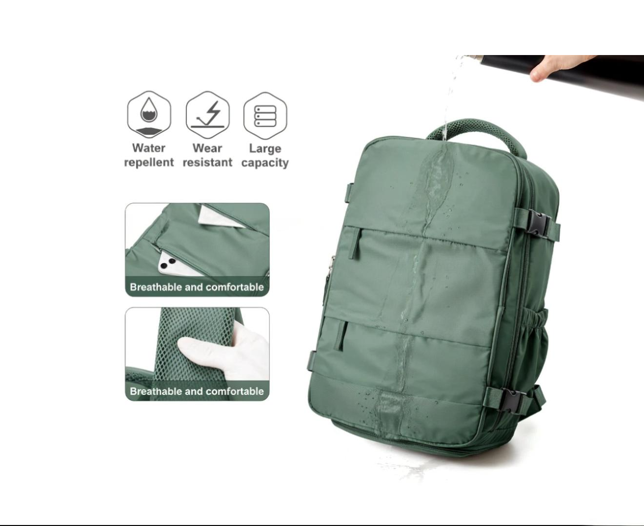Sac à dos cabine avion FLIGHTS 40x20x15 vert
