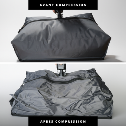 Avant et après la compression sous vide sac 